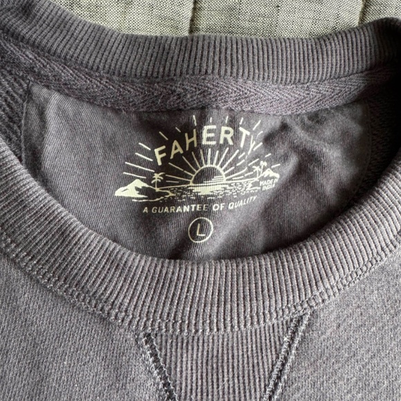 Faherty Surfrider Foundation Pullover Crewneck - Faded Navy Blue - Men's L - Picture 3 of 4